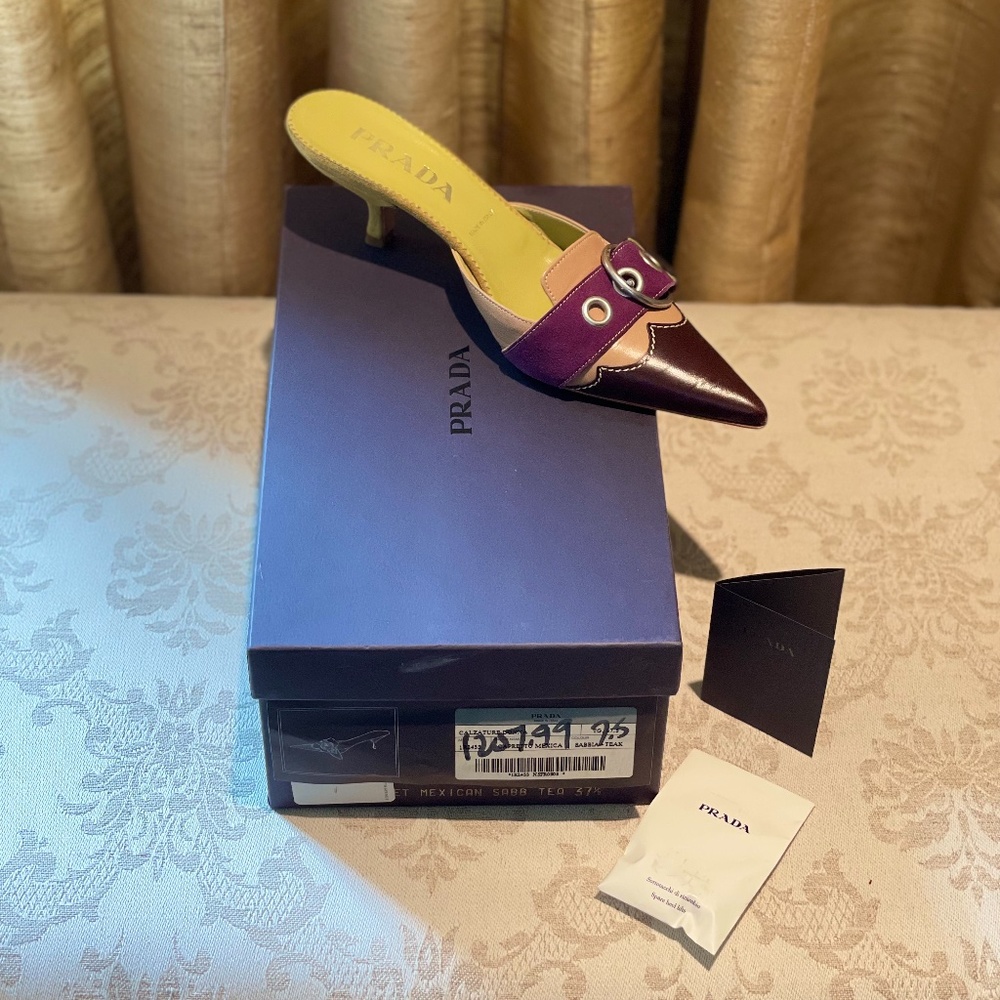 Prada Kitten Heel Mules with Buckle - Picture 7 of 10